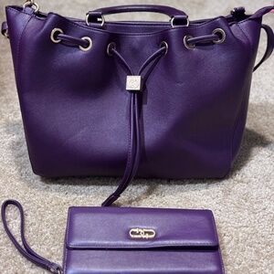 Combo: Drawstring Tote Handbag and Clutch